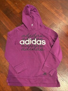 adidas Purple Pullover Hoodie with White Tag Logo